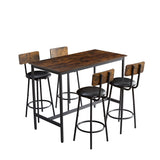 ZUN Bar industrial style five-piece set, four soft bags with backrest bar chairs, industrial style iron 47384684