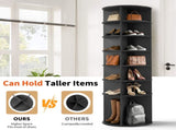 7-tier, 360&deg rotating wood-plastic composite shoe rack, 60*60*184cm, black 06263658