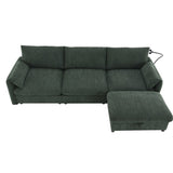 96.5'' Chenille Sectional Sofa with Storage Ottoman and Pockets,Adjustable Phone Holder,Wide,4 62355907