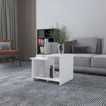 ZUN FM FURNITURE Naco Coffee Table with Open Storage, Melamine Finish, White B128P269876