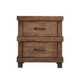 Wooden Nightstand with 2 Drawers in Antique Oak Finish B016P253784