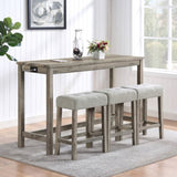 ZUN Bar Table Set with Power Outlet, Bar Table and Chairs Set, 4 Piece Dining Table Set, Industrial W1781140373