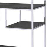 Rustic Grey Oak and Chrome 8-Shelf Bookshelf B062P209200