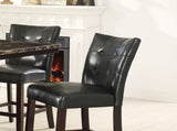 Modern Counter Height Chairs Black Faux Leather Tufted Set of 2 High Chairs Dining Seating B011130016