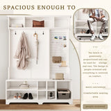 Hall Tree with Shoe Bench, Coat Rack ,Shoe Storage ,Storage Shelves and Pegboard, for Hallways, W757P148146
