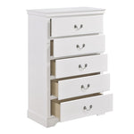 ZUN Classic Traditional 1pc Wooden Chest of 5 Drawers White Finish Bedroom Furniture B011P233290