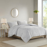 Full/Queen 3 Piece Tufted Woven Medallion Duvet Cover Set B035129155