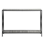 ZUN Grey MDF Countertop Black Wrought Iron Base 2 Layers Forked Console Table 04240871