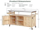 Outdoor Kitchen Island, Rolling Bar Cart & Storage Cabinet, Farmhouse Solid Wood Outdoor Grill Table 68264633