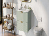 Modern 24-Inch Wall-Mounted Bathroom vanity with 2 Drawers, Green - Ideal for Small Bathrooms 35458387