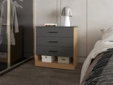 Natural Oak and Matt Grey Dresser with 3-Drawer and Open Shelf B062P290237