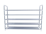Simple Assembly 5 Tiers Non-woven Fabric Shoe Rack with Handle Gray 64754250