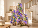 Pre-Lit Flocked Christmas Tree Set of 3, 3FT / 4.5FT / 6FT Artificial Christmas Trees with 235 Warm N704P526154A