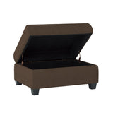 Modern Living Room 1pc Storage Ottoman Tufted Top Brown Fabric Upholstery Solid Wood Furniture B011P188456