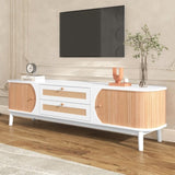 ZUN Rattan TV Stand for TVs up to 75'', Modern Farmhouse Media Console, Entertainment Center with Solid WF316663AAK