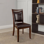 ZUN Transitional Dining Room Side Chairs Set of 2 Chairs only Dark Cherry / Espresso Padded Leatherette B01152300