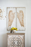 Set of 2 Feather Wing Wall Panels with Distressed White Finish, Rectangle Hanging Wall Art, 42" x W2078130291