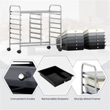 12-Drawer Rolling Storage Cart - 2-Row 10-Storey, Multicolor Drawers, 4 Wheels , -Gray 77795797