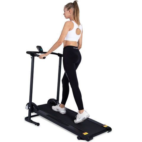 ZUN Manual Treadmill Non Electric Treadmill with 10&deg; Incline Small Foldable Treadmill for Apartment Home W153265317