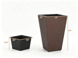 Set of 2 Rattan Planters with Removable Inner Pots, Metal Frame Adjustable Foot Pads for Garde 82335857