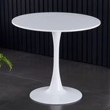 ZUN White Round Table, Modern Dining Table, MDF Top and Steel Base Tulip Round Kitchen Table, Mid W2641P192316