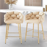 28'' Modern Counter Stools Set of 2,Beige Counter Stools with iron Frame,Soft back and N780P199861W