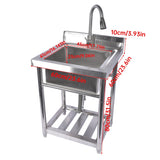 Silver Free Standing Stainless Steel Commercial Sink Utility Sink 23.6 for Restaurant, 66127683
