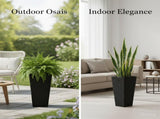 Set of 2 Rattan Planters with Removable Inner Pots, Metal Frame Adjustable Foot Pads for Garde 64398840
