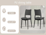 Modern minimalist grey PU leather Dining Chairs Set of 2, comfortable backrest design, metal leg W1727P251123