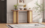 TREXM Farmhouse Rattan Console Entryway, Narrow Console with Storage, Hallway N715P245743D