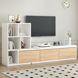 ZUN ON-TREND 74.8''-126'' Extendable TV Stand with 3 Tier Bookshelves for TVs up to 110'', Adjustable WF531669AAK