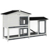 ZUN 62" Rabbit Hutch, Wooden Bunny Hutch, Guinea Pig Cage, Small Animal Enclosure with Run Area, 32469673