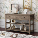 Console Table with Wood Frame and Legs, Sofa Table Entryway Table with 3 Drawers and 2 Open Shelves 96317130