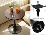 (Walnut Color) Table, 31.5'' Modern Dining Table, Dining Table,MDF Top and Steel Base Tulip W2641P381821