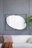 30x1x40" Poppy Mirror with Gold Metal Frame Contemporary Design Decor for Bathroom, Entryway W2078124325