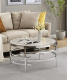 ZUN 32.48'' Chrome Round Coffee Table With Sintered Stone Top&Sturdy Metal Frame, Modern Coffee Table W821115001