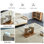 ZUN A rectangular modern and fashionable coffee table with tempered glass tabletop and wooden color MDF W1512P245592