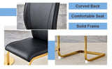 Luxury Simple Arch Chair - Set of 4 BLACK PU Material High Resilience Dining Chair with Arched Metal W1151P154872