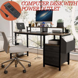 47.27"office desk with power outlet, 2 Monitor Stands and USB Ports,Gaming Desk with Storage W2887P239380