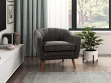 Mid-Century Modern Accent Chair 1pc Charcoal Hued Chenille Fabric Upholstered Channel Stitched Back B011P182508