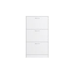 ZUN Shoe Cabinet for Entryway, White Narrow Shoe Storage Cabinet Flip Down Shoe Rack Wood 3 Tier Shoe 58259899