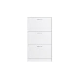 ZUN Shoe Cabinet for Entryway, White Narrow Shoe Storage Cabinet Flip Down Shoe Rack Wood 3 Tier Shoe 58259899