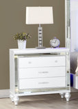 Sterling Modern style Mirror Framed Nightstand Made with Wood in White 808857739766