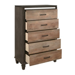 ZUN Modern Rustic Style 1pc Chest of 5x Drawers 2-Tone Finish Wooden Bedroom Furniture B011P208176