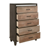 ZUN Modern Rustic Style 1pc Chest of 5x Drawers 2-Tone Finish Wooden Bedroom Furniture B011P208176