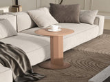 Mode 18" Leatherette Round C-Shaped Sofa Side Table, Saddle Brown Faux Leather B2719P246001