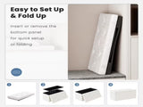 30 Inch Folding Ottoman With Storage Bench, Bedside Storage Bench With Leather Top Cover and 34860779