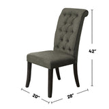 Set of 2 Upholstered Fabric Side Chairs in Antique Black and Gray B016P156581