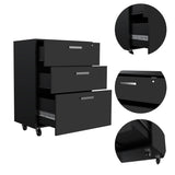 ZUN Medford 3-Drawer Rectangle Chest with Caster Black Wengue B06280346