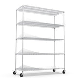 5 Tier 7500lbs Heavy Duty Adjustable Storage Rack Metal Shelf Wire Shelving Unit with Wheels & Shelf W155083060
